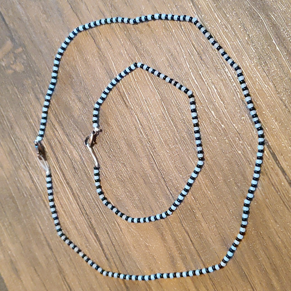 Beaded Choker & Bracelet, Zebra 🤍🖤